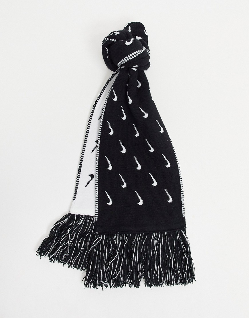 Nike scarf with all over swoosh print in black