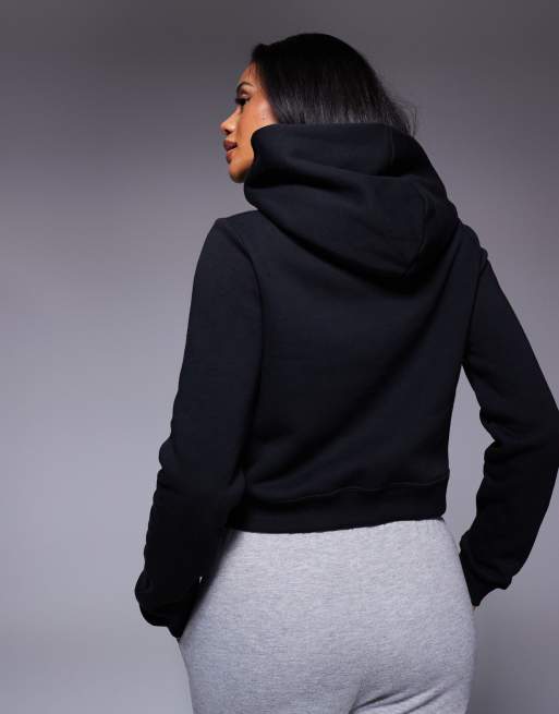 Nike script logo shrunken hoodie in black, 3 of 4