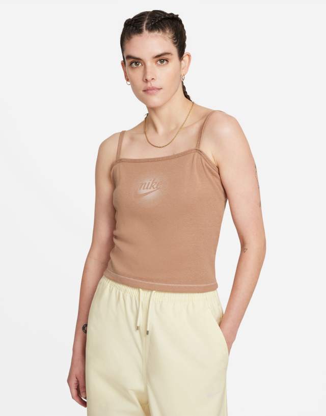 Nike Seasonal Classics washed cami top in dark sand