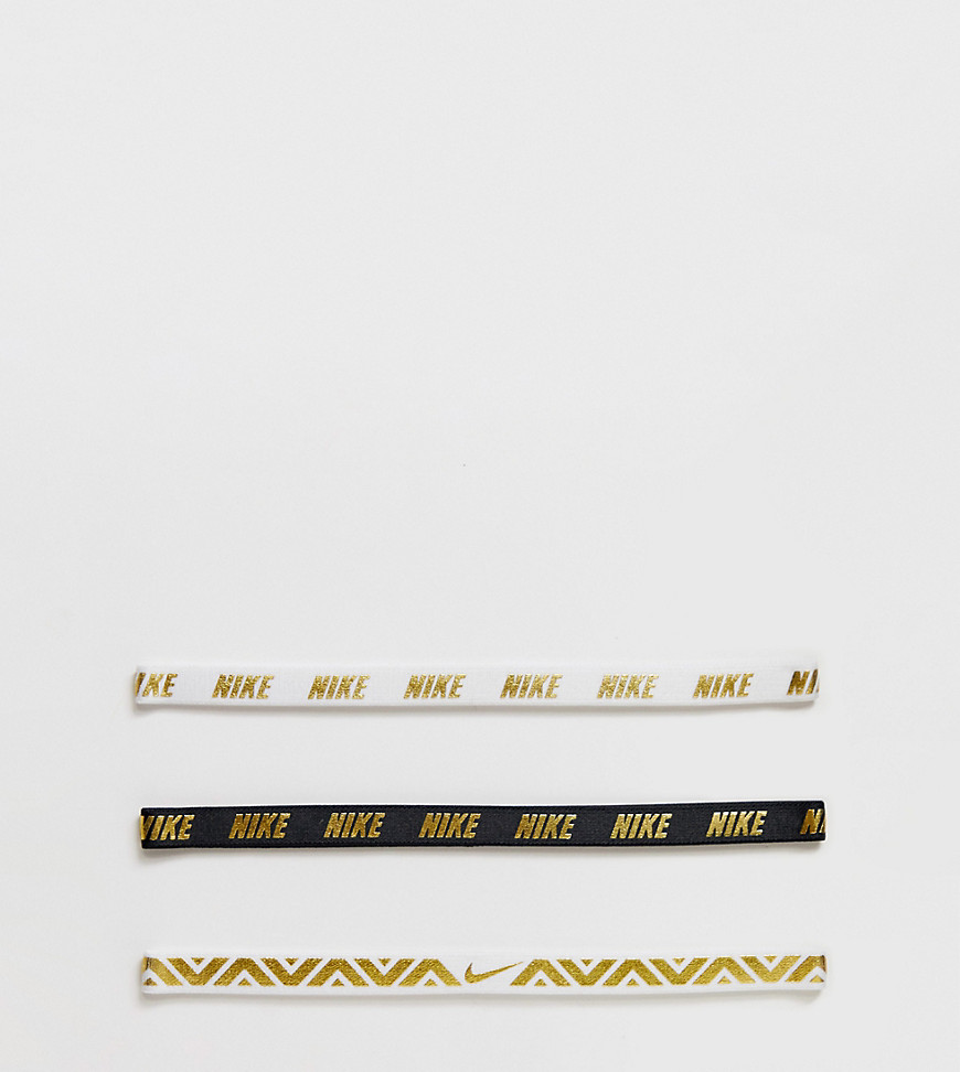 Nike - Set met 3 metallic haarbanden-Wit