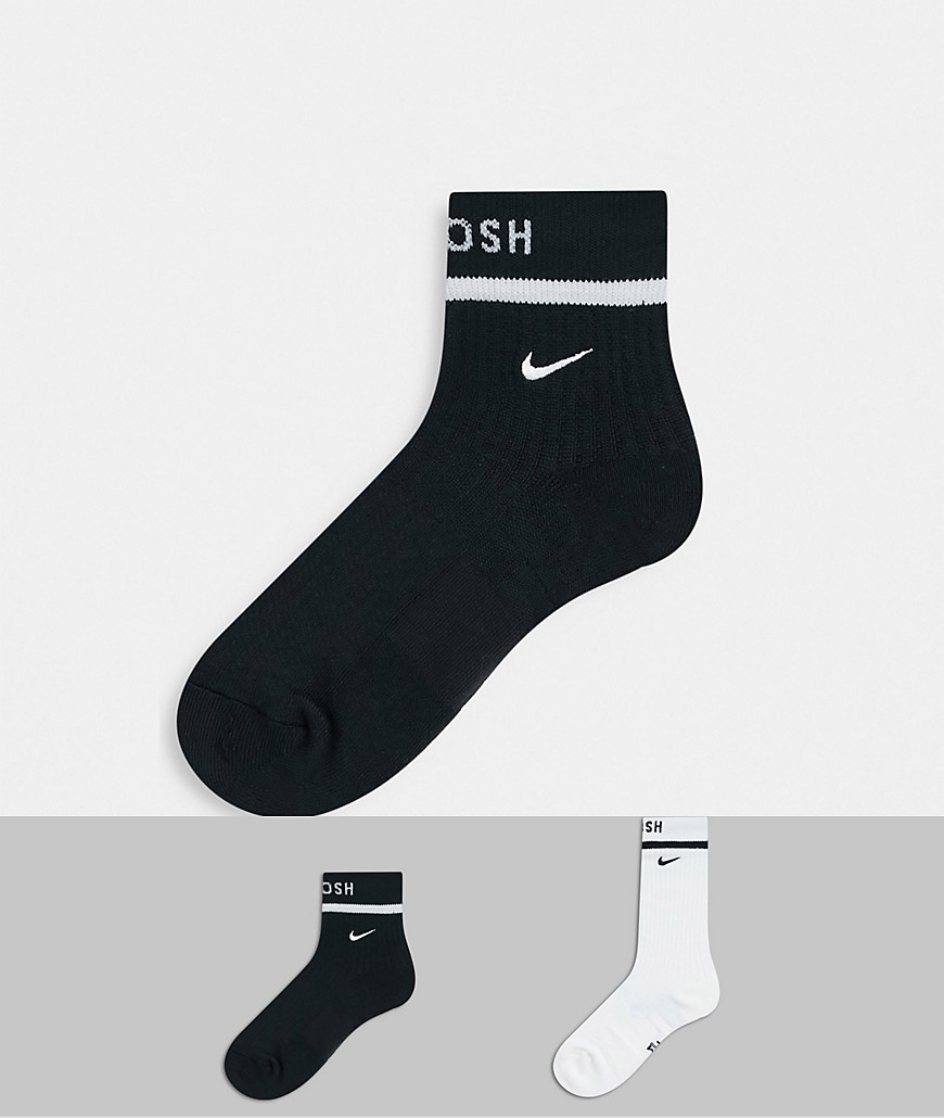 Nike - Set van 2 paar sokken met Swoosh-logo in wit/zwart