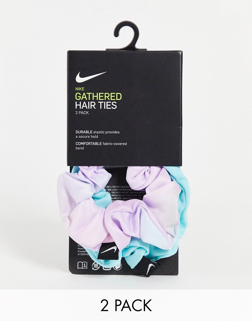 Nike - Set van 2 scrunchies in tie-dye en blauw