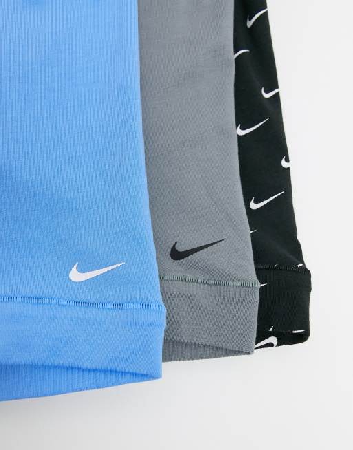 Nike - Set van 3 boxershorts van stretchkatoen in blauw/grijs/zwart, 4 van 4