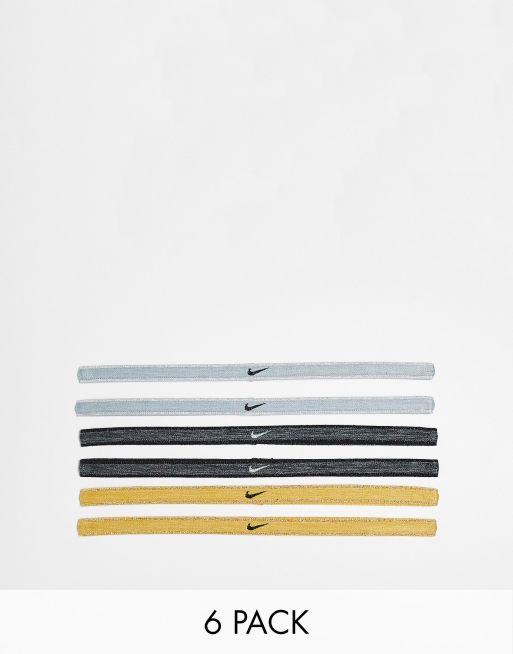 Nike - Set van 6 haarbanden met print in metallic multi 
