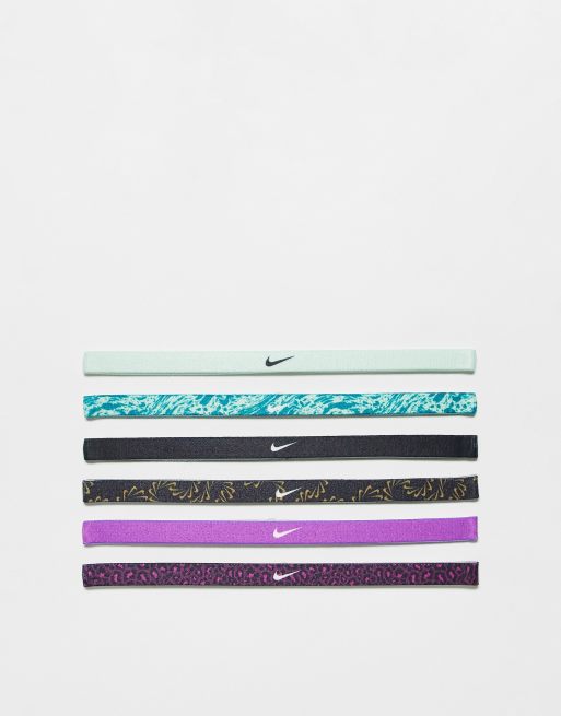 Nike - Set van 6 hoofdbanden met wervelprint in multi 