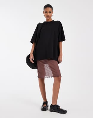 Nike Sheer Mid Length Skirt In Brown