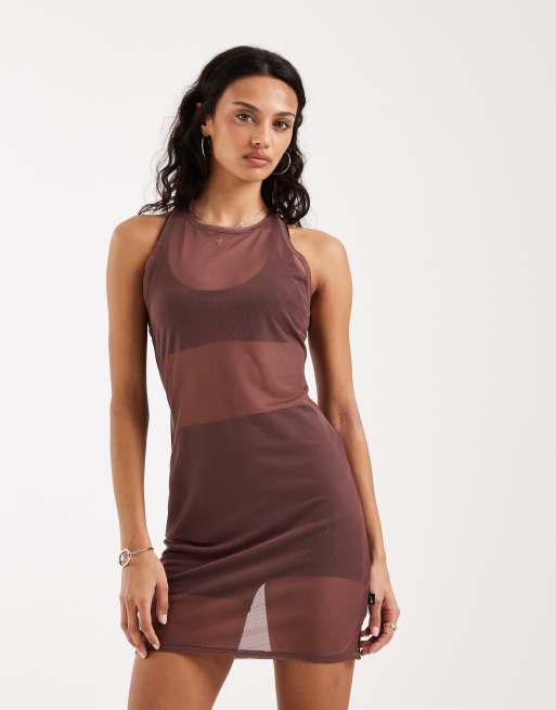 Nike sheer tank dress in brown , 2 of 4
