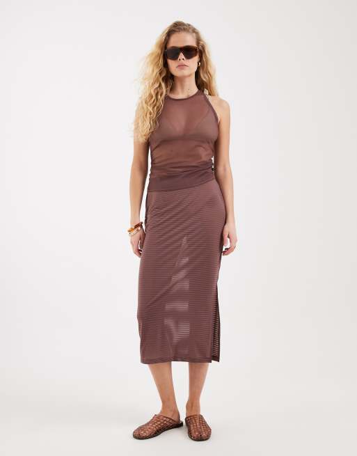 Nike sheer tank top in brown , 2 of 4