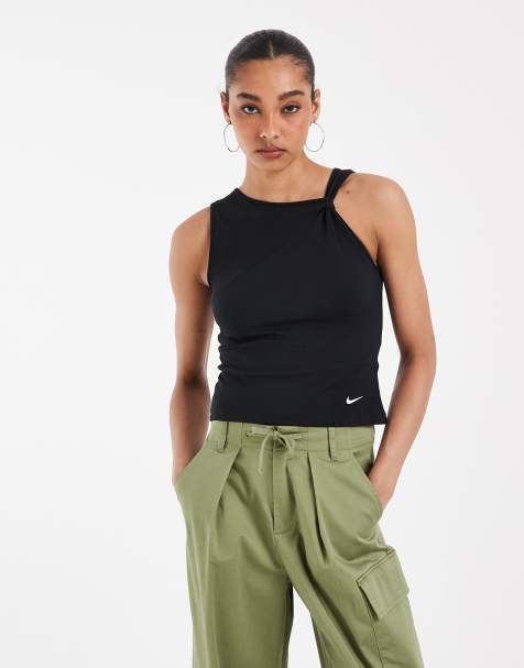 ASOS Nike sheer tank top with swoosh detail in black