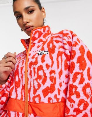 Nike Sherpa animal print track jacket 