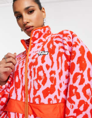 nike pink and red leopard fleece