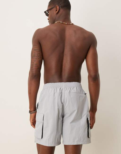 Nike - Short de bain 7 pouces style volley à poches multiples - Gris, 4 de 4