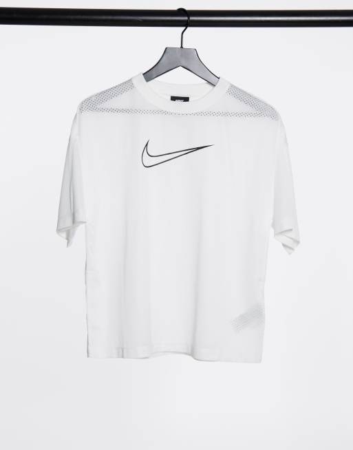 Nike short sleeve mesh top in white