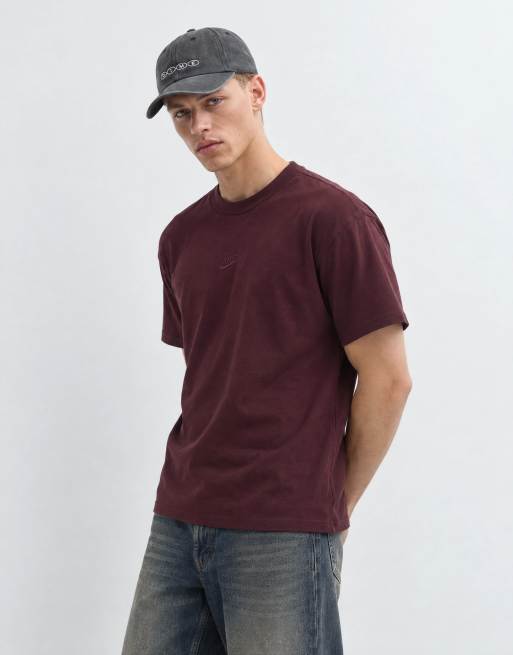 Nike short-sleeved crew neck t-shirt in burgundy, 8 of 9