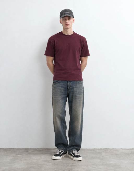 Nike short-sleeved crew neck t-shirt in burgundy, 9 of 9