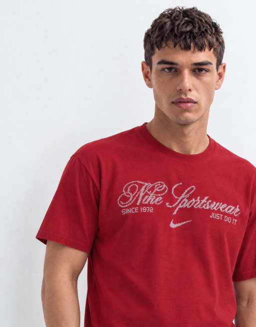 Nike short-sleeved logo t-shirt in deep red, 9 of 9