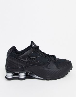 nike shox enigma 9000 trainers in black and silver