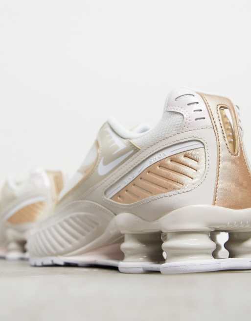 Nike Shox Enigma 9000 trainers in white and sand