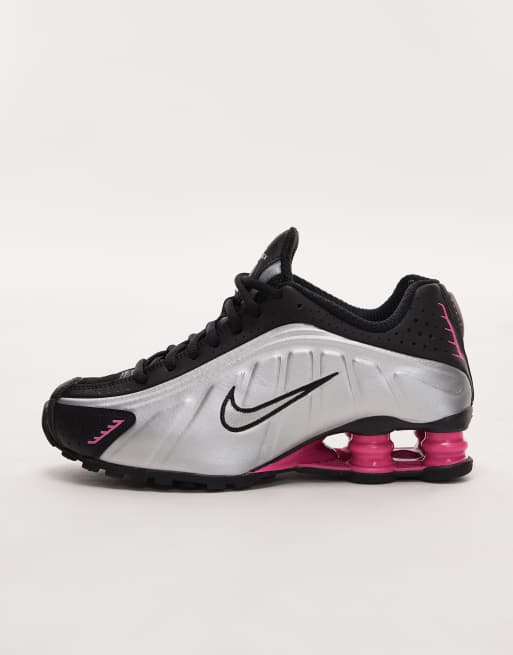 Nike Shox R4 sneakers in pink and metallic silver