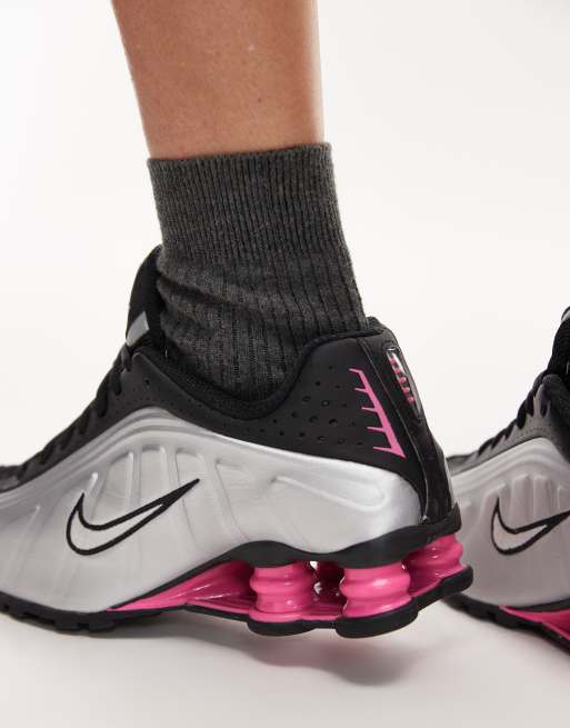 Nike Shox R4 sneakers in pink and metallic silver