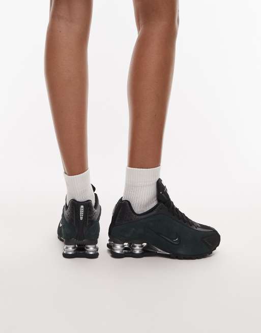 Nike - Shox R4 - Sorte og mørkegrønne sneakers, 4 af 5