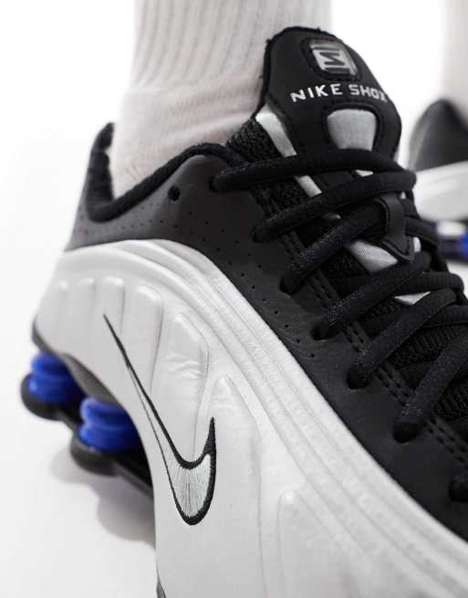 Nike Shox R4 trainers in black and silver ASOS