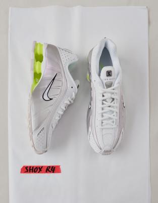 Nike Shox R4 trainers in white and silver