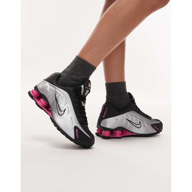 Nike Shox R4 unisex trainers in black and pink | ASOS