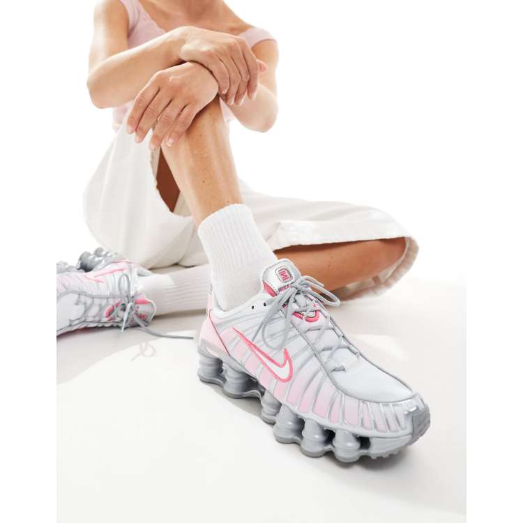 Nike Shox TL Baskets unisexes Argente metallise et rose