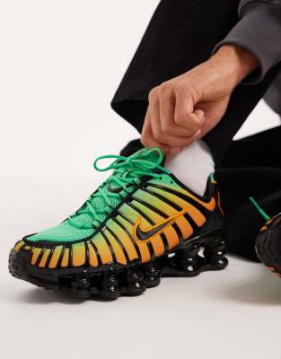  Shox TL fade trainers , green and orange