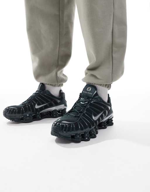 Nike – Shox TL – Mörkgröna och silverfärgade sneakers, 5 av 5
