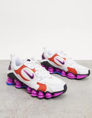 nike shox purple and white