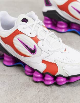 nike shox purple and white