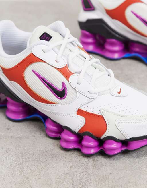 Purple and best sale white nike shox