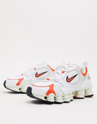 nike shox tl nova white and orange sneakers