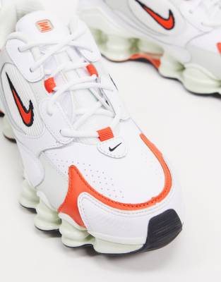 white and orange nike shox