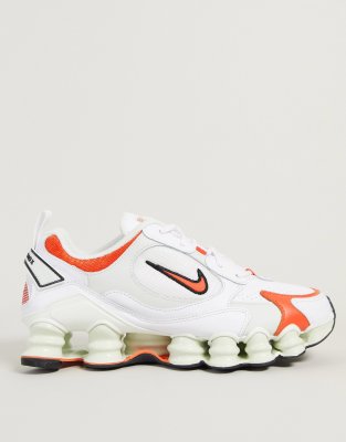 orange and white nike shox