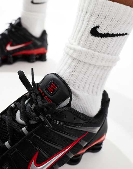 Red and black nike shox clearance