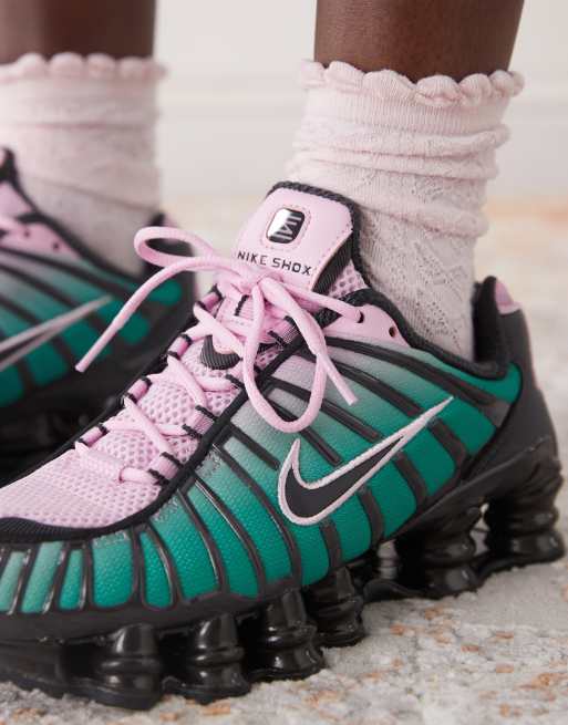 Nike Shox TL sneakers in black, pink and green ASOS