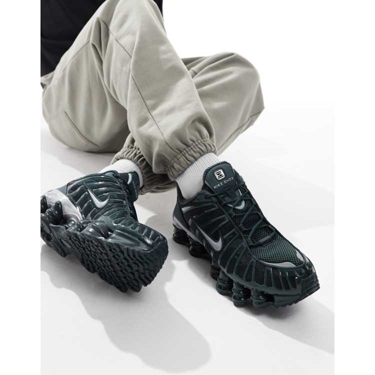 Nike Shox TL sneakers in dark green and silver | ASOS
