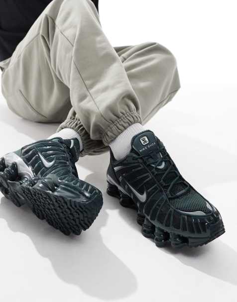 Nike Shox TL trainers in dark green and silver - view 1