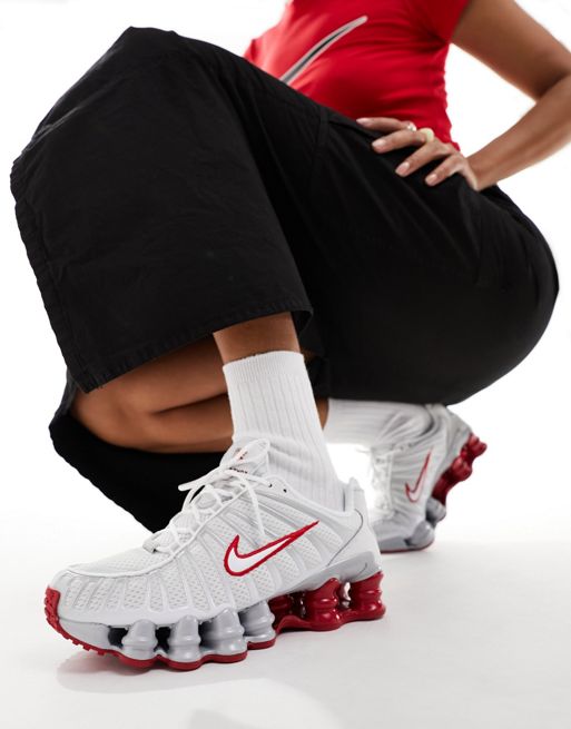 Nike - Shox TL - Uniseks sneakers in wit en rood