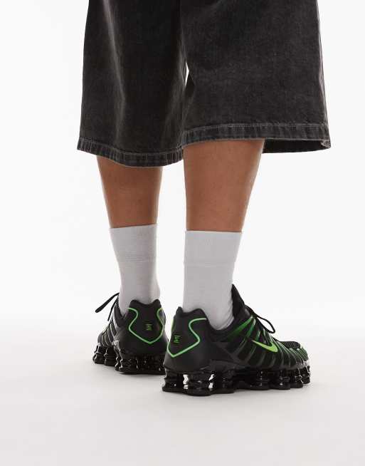 Nike - Shox TL - Unisex - Sorte og grønne sneakers, 5 af 5