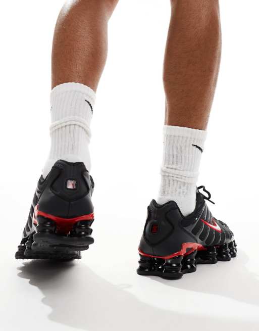 Nike Shox TL unisex trainers in black and red | ASOS