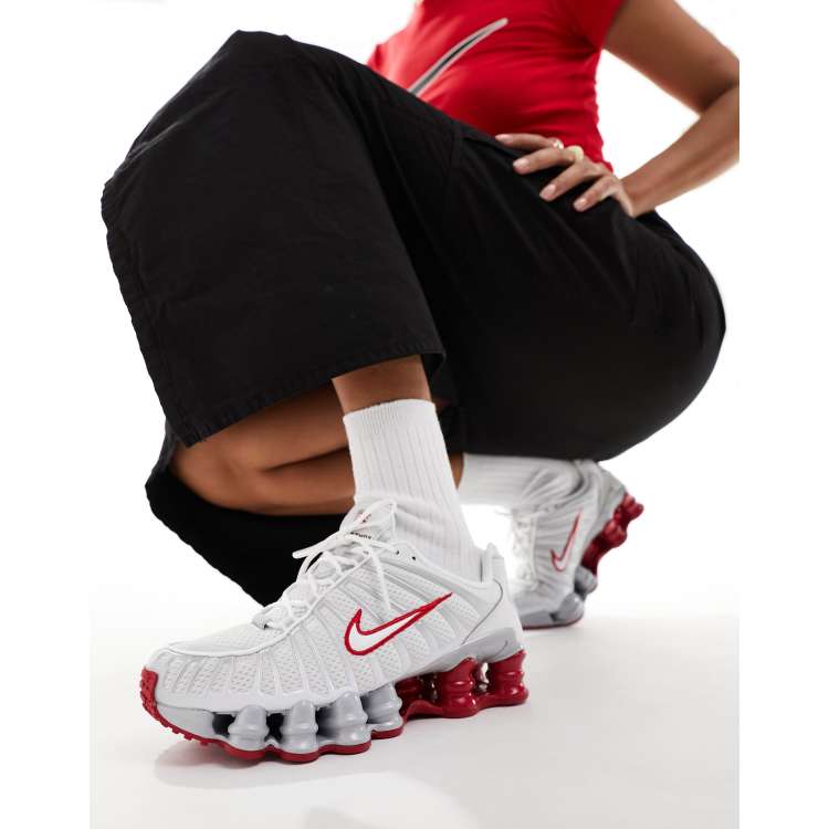 Nike Shox TL unisex trainers in white and red ASOS