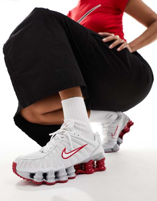 Nike Shox TL unisex trainers in white and red ASOS