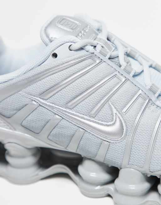 Nike Shox TL unisex trainers in white and silver, 2 of 3