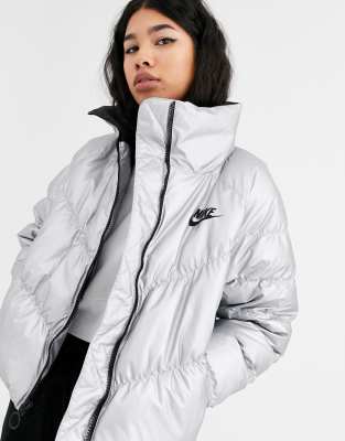 nike silver puffer jacket