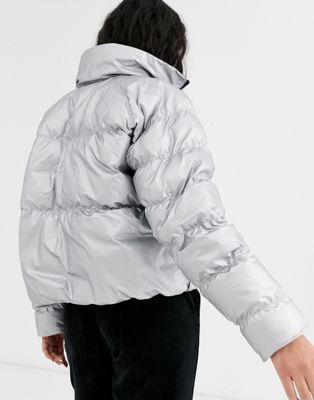Nike silver high neck padded jacket | ASOS
