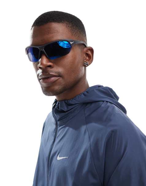 Nike Skylon Ace running sunglasses in matte black and grey blue mirror - view 1